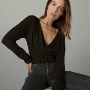 NWT Lucky Brand Pointelle Surplice Top S